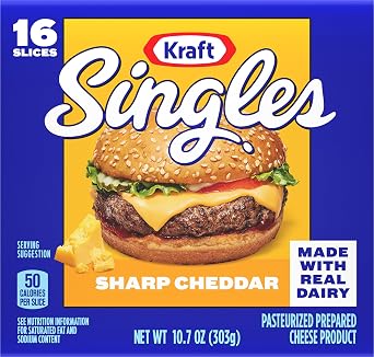 Kraft Singles Slices, 16 ct Pack, Sharp Cheddar