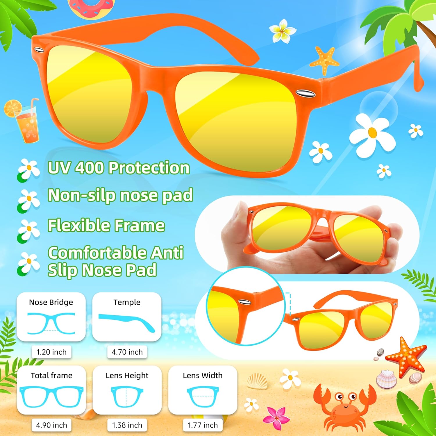 Kids Sunglasses Party Favors Bulk, Neon Sunglasses with UV400 Protection for Gilrs Boys Kids - Image 3