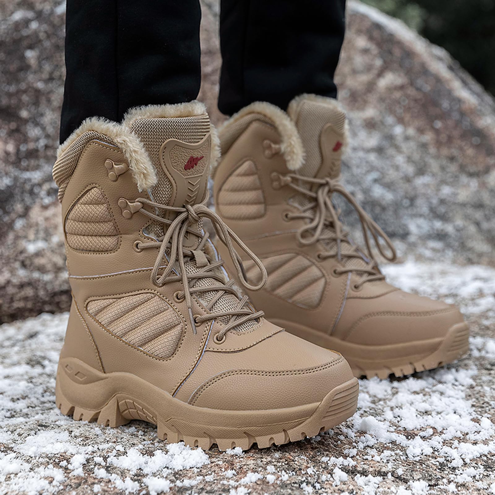 CUTEHEELS Męskie buty zimowe High-Top ciepłe wodoodporne buty śniegowe buty trekkingowe