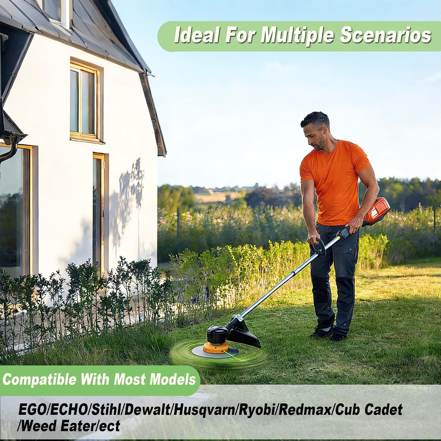 Universal Weed Eater Head & Air Drive Disk Kit,Low-Vibration Smooth-Glide String Trimmer Head & Disk, Easy Load Weed Wacker Head for Echo, Ego, Stihl, and Husqvarna Includes 12 pcs 0.65FT-0.095" Line