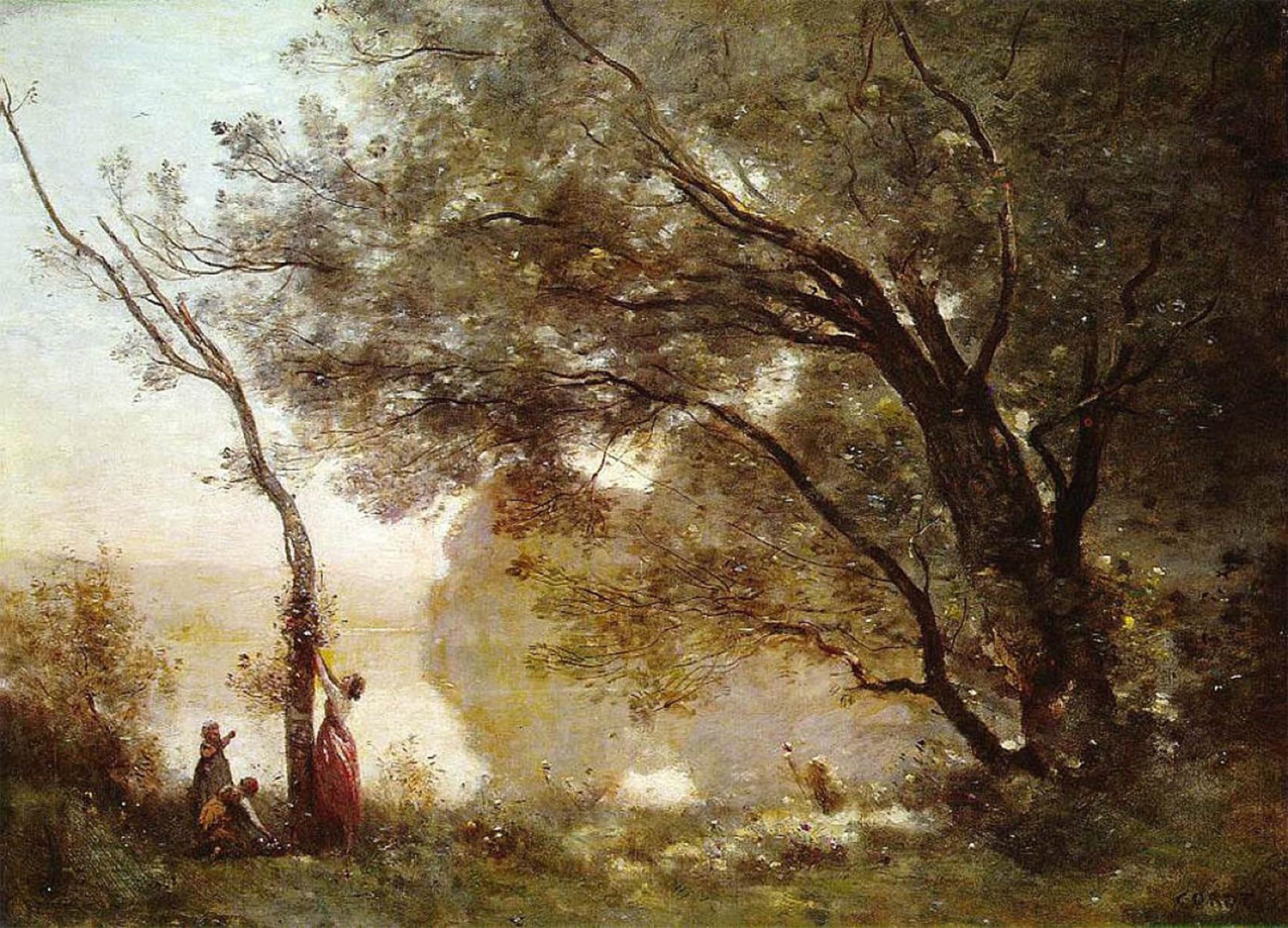 ARTXLXXBN Famous Art Print Poster Vintage Wall Art Recollection of Mortefontaine by Jean Baptiste Camille Corot Canvas Art Poster for Home Decor 60x90cm