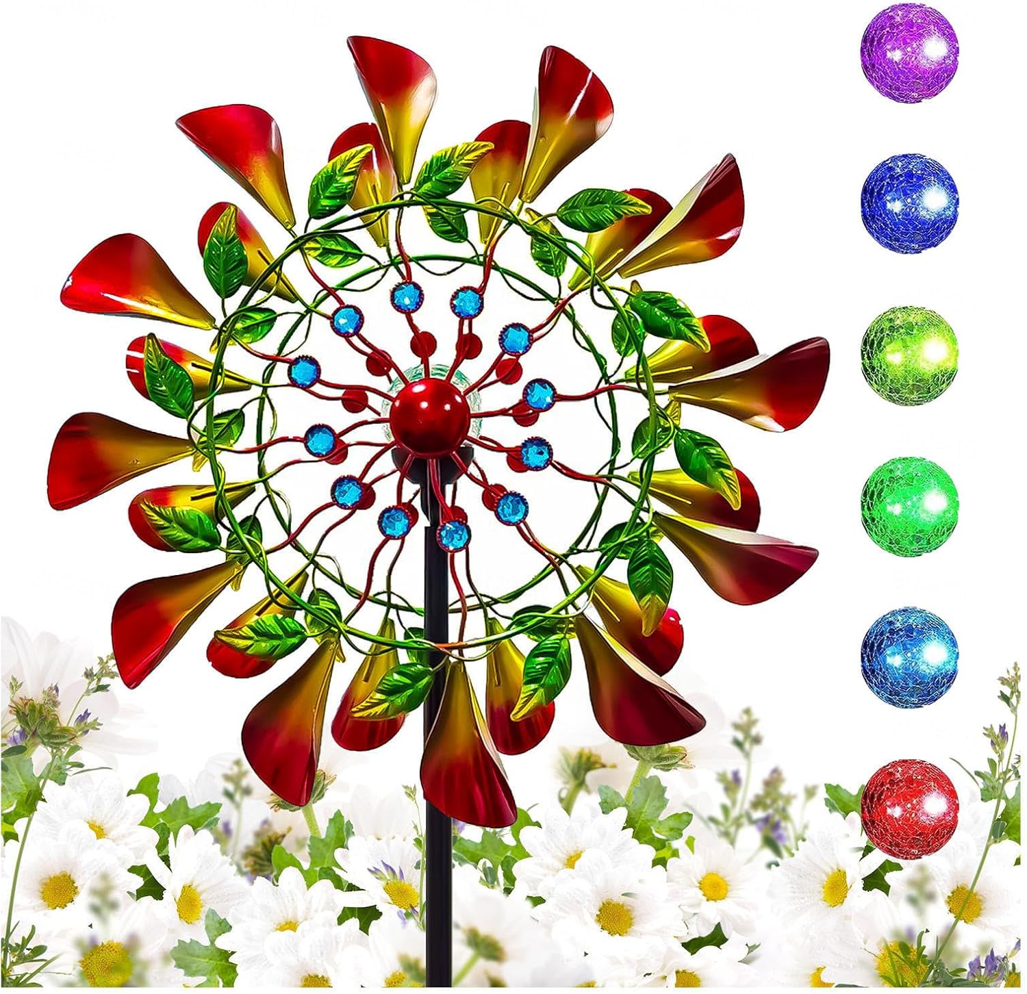 83in Wind Mill for Yard and Garden Wind Spinner Dual Direction Solar Wind Spinners for Yard and Garden
