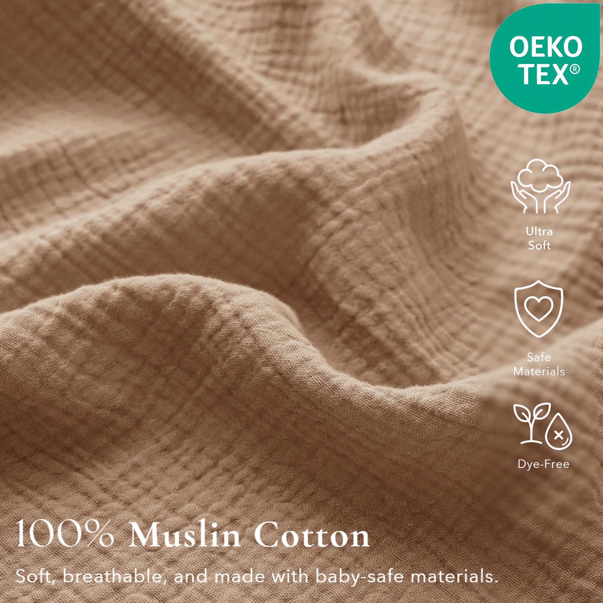 Konssy Lot de 2 draps de berceau en mousseline de coton doux et respirant pour matelas de berceau standard - 132,1 x 71,1 cm (lune, chameau)