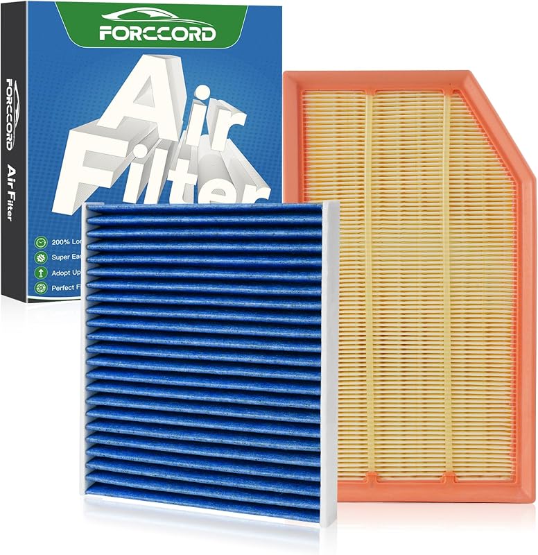 Kit de filtros de ar do motor e cabine Forccord para Jeep Wrangler e Gladiator 2.0L/3.6L – 2 unidades