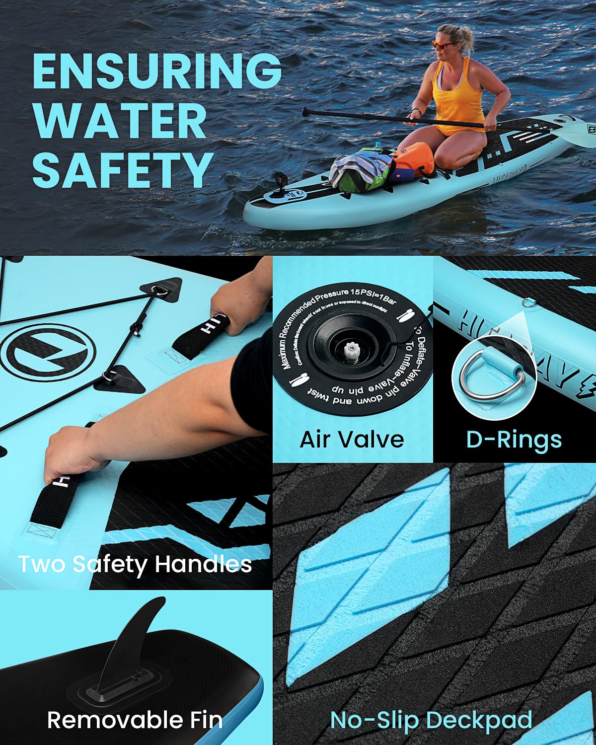 SUP Board Set, Stand Up Paddling Board Aufblasbar, 320cm 335cm stabil für Erwachsene bis 150 kg mit kompletten Zubehör Surfbrett für Anfänger