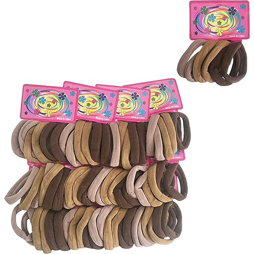 Elástico Cabelo Joli Monde - Kit 72 Xuxinha Tons Marrons, Prendedor Borrachinha Laço Cabelo Cores Sortidas