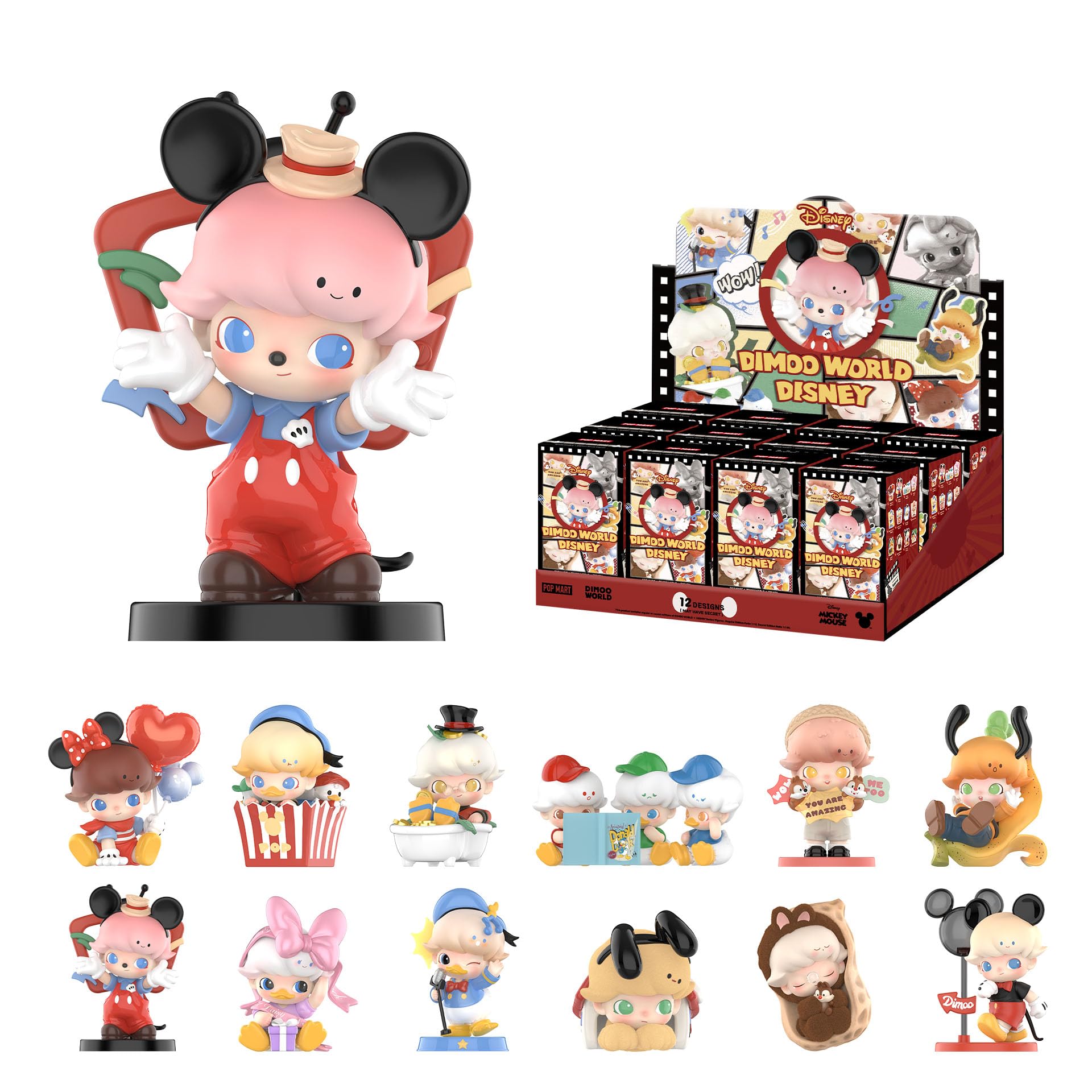 DIMOO World × Disney Series Figures, 12PCs Blind Box Figures, Random Design Action Figures Collectible Toys Home Decorations, Whole Set