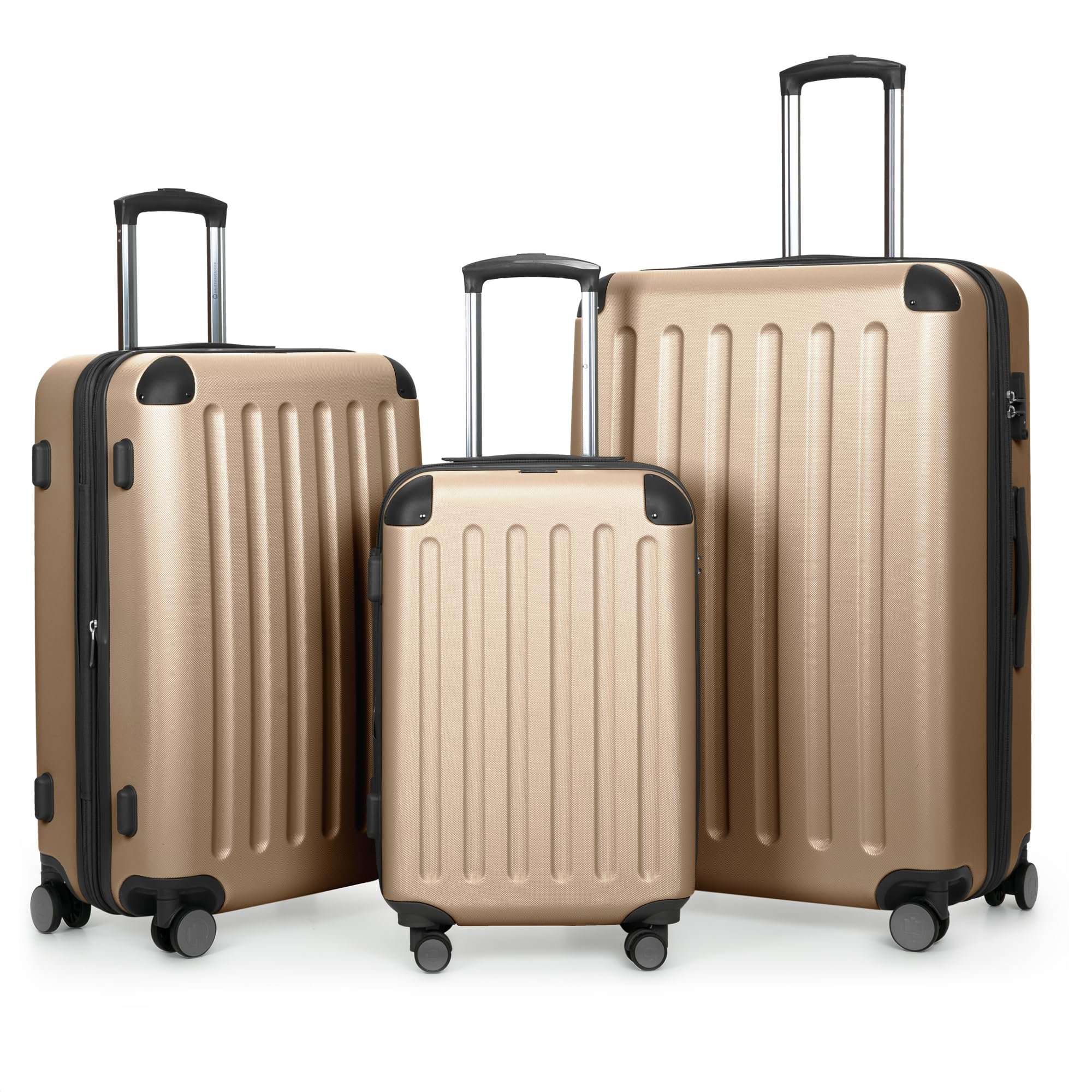 Hauptstadtkoffer - SPREE - Set di 3 valigie, Valigie rigide, Trolley con 4 doppie ruote, Bagaglio da viaggio opaco, Set da viaggio, TSA, (S, M e L), Champagne