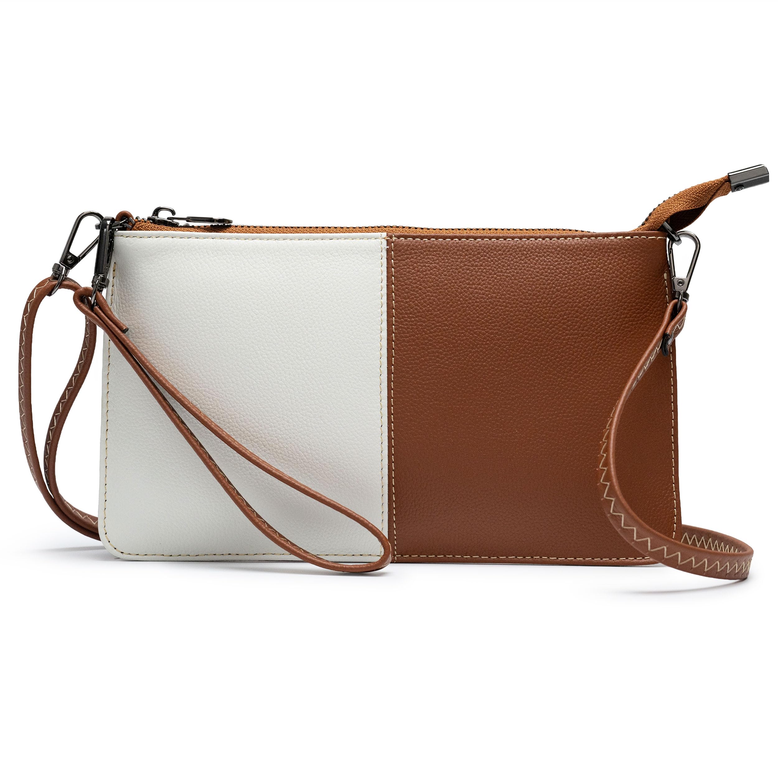 Bveyzi Genuine Leather Wristlet Purses for Women, Envelope Clutch Wallet Small Crossbody Bags for Dressy Evening