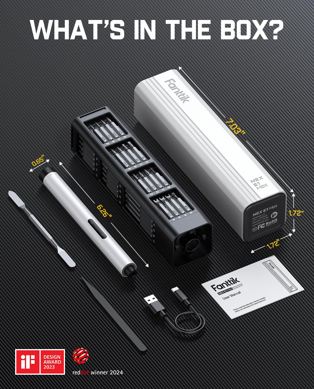 Fanttik E1 Max Electric Screwdriver, Mini Precision Screwdriver Set, 50 Magnetic Bits, Magnetic Storage, 5/32‘’Hex, Repair Tool Kit for Electronics Phone Camera Laptop Watch (): White