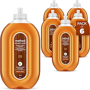 Method Hardwood Floor Cleaner - Easy Squirt + Mop Design (Almond Scent) 739 ml Bottle Pair