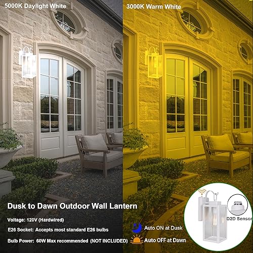 Miniatura 4 de LIT-PaTH Farol de pared para exteriores del atardecer al amanecer, aplique de pared como accesorio de iluminación de porche, base mediana E26 máximo