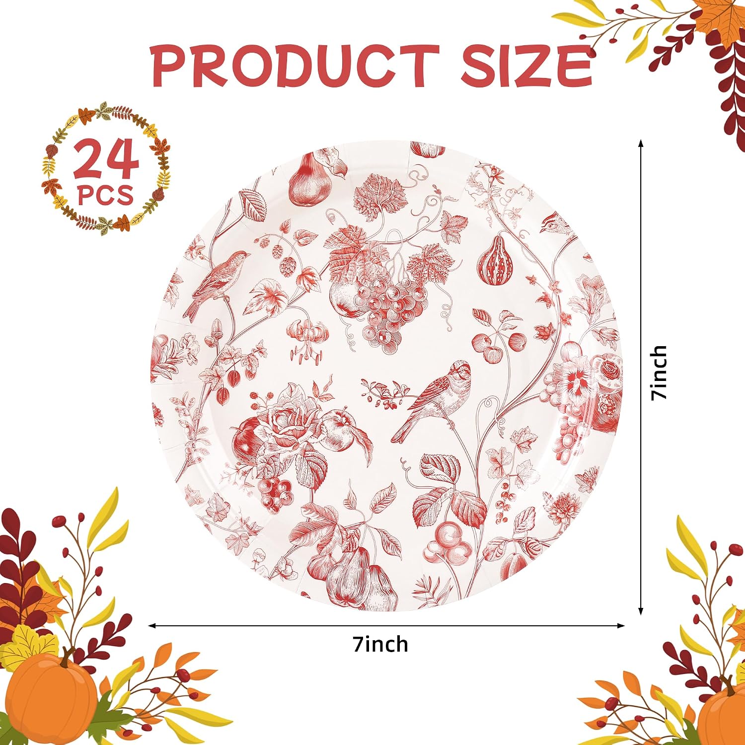 AimFun Fall Chinoiserie Floral Bird Paper Dessert Plates image 2