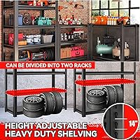 Vista 4 de Estantes de almacenamiento de garaje, estantería de metal de 5 niveles, 63 pulgadas de alto 36 pulgadas de ancho, estante industrial ajustable