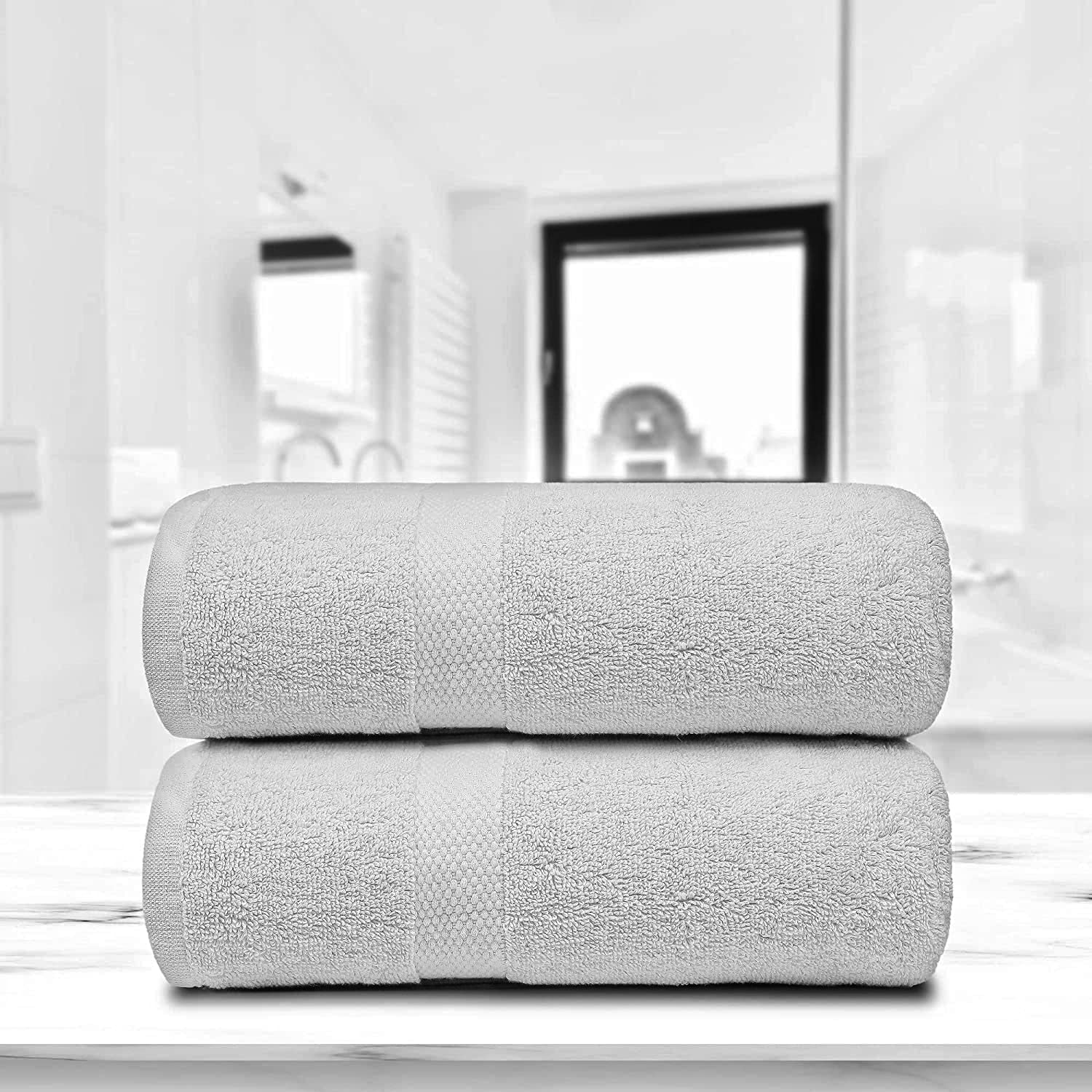 Wholesale Trade Dealz 2 X Super Jumbo Bath Sheets (100 x 200 cm) Primium 100% Egyptian Combed Cotton Extra Large Bath Sheet Towels XL Body Wrap Towel (Silver - Image 2