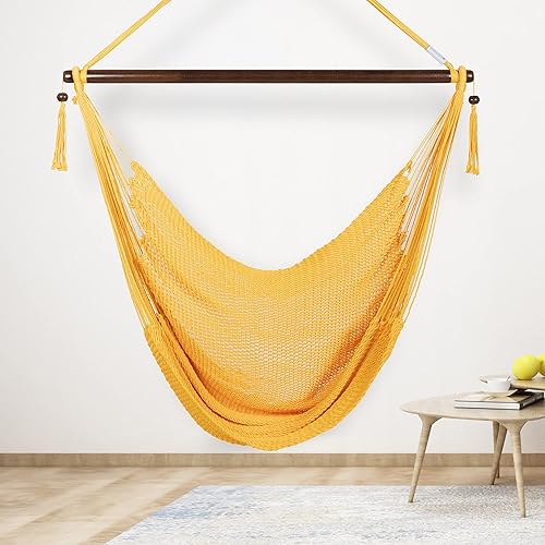 Miniatura 9 de Larga silla hamaca grande caribeña con reposapiés,48pulgadas,poliéster, silla decolgar., Mocha