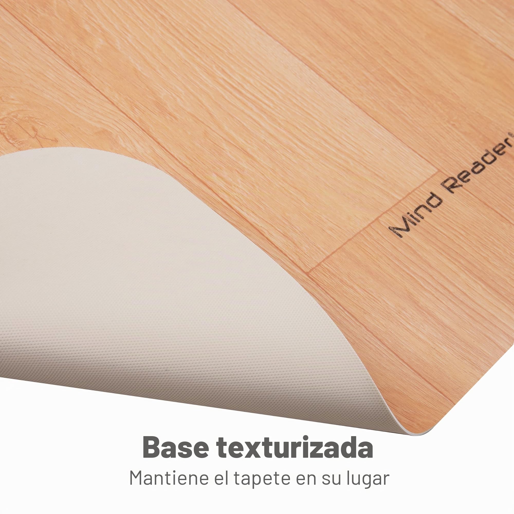 Mind Reader Tapete para Silla de Oficina para Suelos de Madera Dura, Protector de Suelo Debajo del Escritorio, Enrollable, PVC, 47.5 x 35.5, Tono Madera