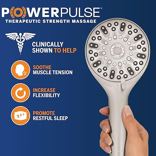 Vista 6 de Waterpik ShowerClean Pro Hand Held Shower Head High Pressure Rinser With Built-in Power Jet -Wash, Shower -Cleaner In Brushed Nickel, QCM-769ME