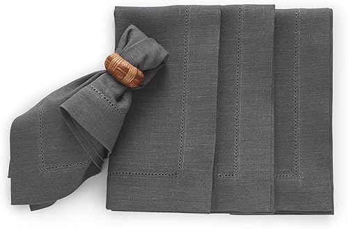 Miniatura 11 de Solino Home Juego de 4 manteles individuales de lino 100 % lino puro, peso medio, vainica, 14 x 19 pulgadas, hechos a mano y lavables a máquina,