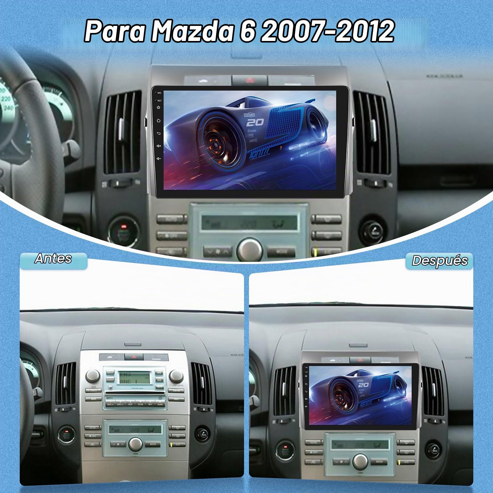 Android Radio Coche para Toyota Corolla Verso AR10 2004-2009 con Wireless Carplay y Android Auto, Radio de Coche con Pantalla Táctil HD de 9 Pulgadas con GPS/WiFi/Bluetooth/EQ/FM RDS