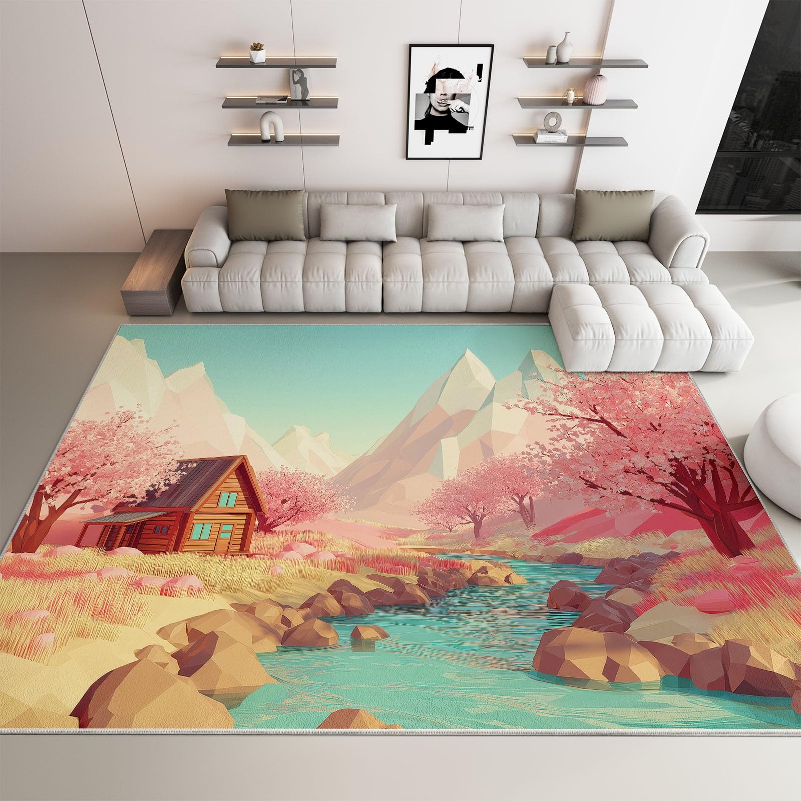 Tapis de salon doux 60x90 cm idéal pour déco de chambre de style cartoon