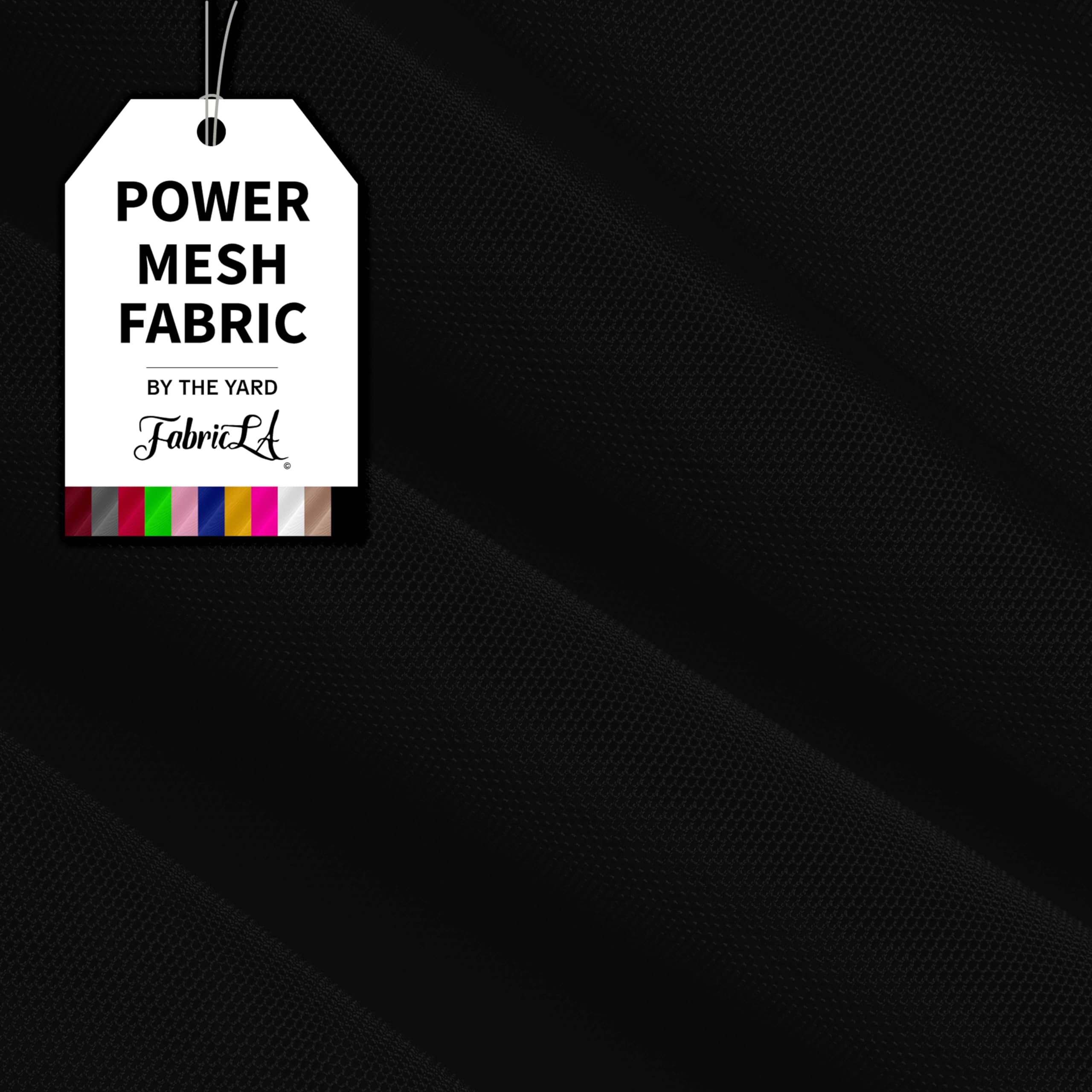 FabricLA Power Mesh Fabric | 4-Way Stretch Nylon Fabric | Lightweight Sheer Nylon Spandex Stretch Mesh Netting | 1 Yard | 60" inch Wide | Black