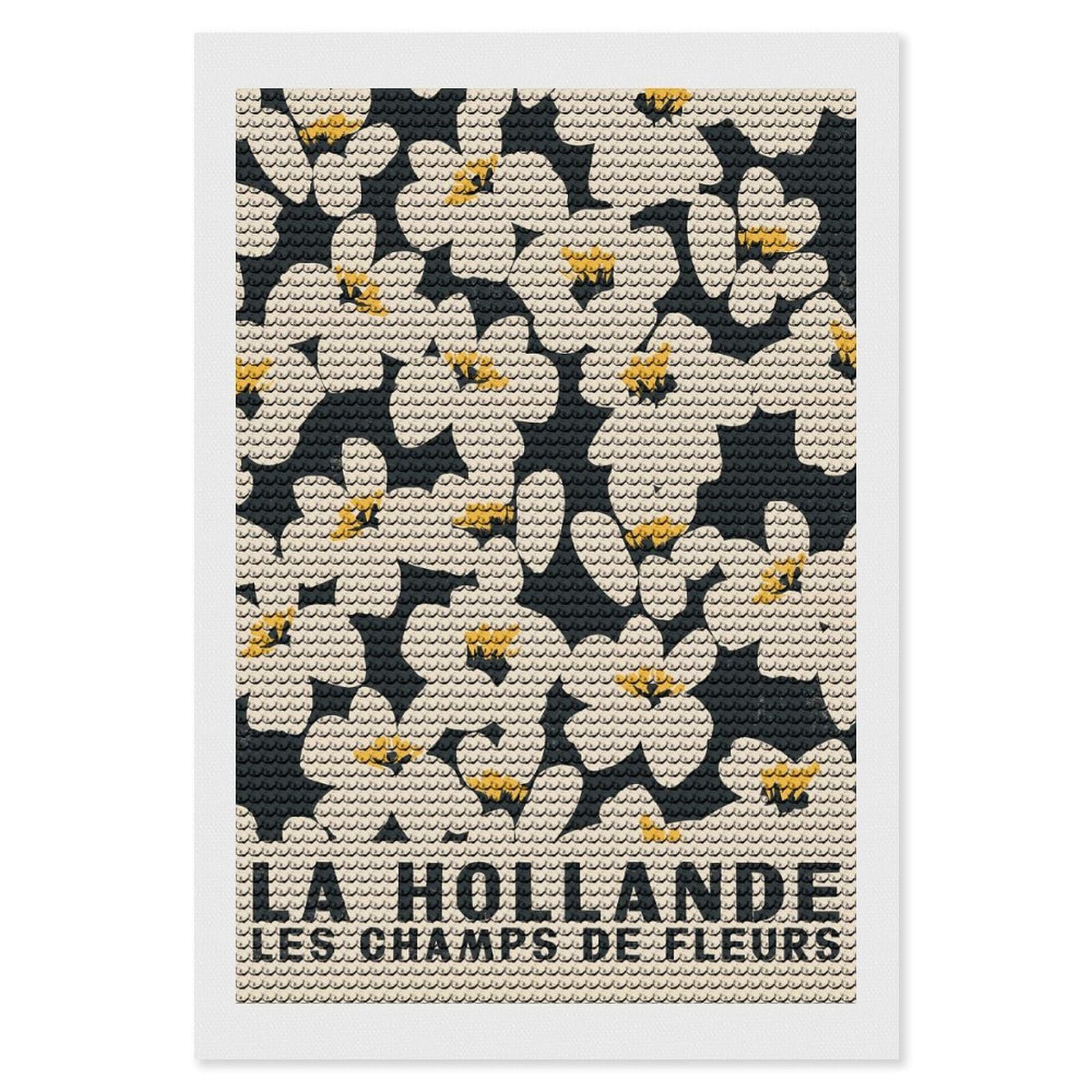 Junmoney La Hollande Flower Market Diamond Painting Canvas Set 8"x12", Mindful Craft Activity, Nice Detail and Sparkle, Farmhouse Decor, Birthday Gift