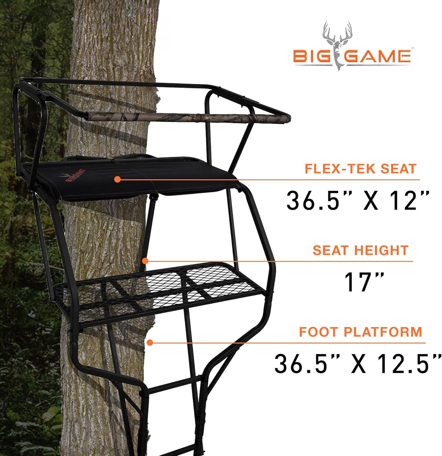 Big Game Guardian DXT High Quality Lightweight Portable 2 Person Hunting Outside Tree Ladder Stand, 18 Foot Tall Climbing System (2 Pack)
