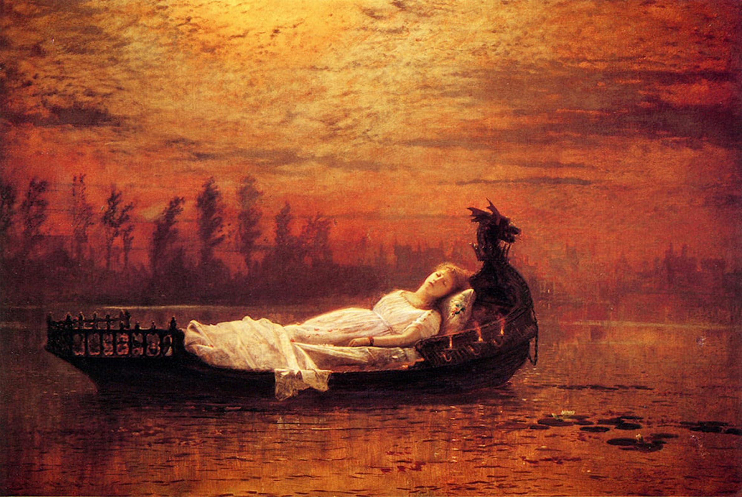 SERENDIPITP Retro Picture Poster Wall Art Pictures Painting the Lady of Shalott Wall Art Canvas Print for Wall Decor 60x90cm