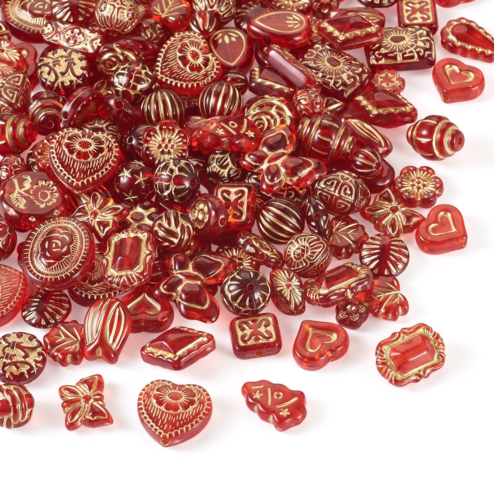 Spritewelry 100G Acrylic Beads Assorted Round Heart Flower Leaf Loose Beads Metal Enlaced Spacer for DIY Bracelets Necklaces Keychain Jewelry Making - Image 2