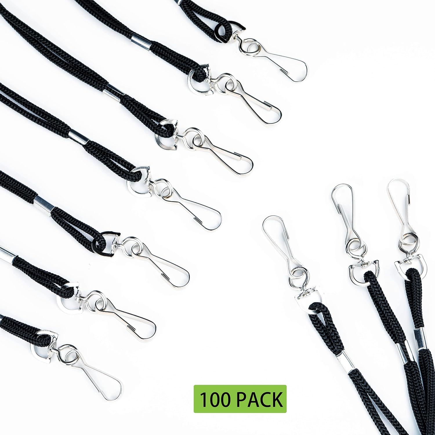 ID Black Lanyards Safety Badge Lanyard 36" with Swivel Hook 100 Pack - Image 4