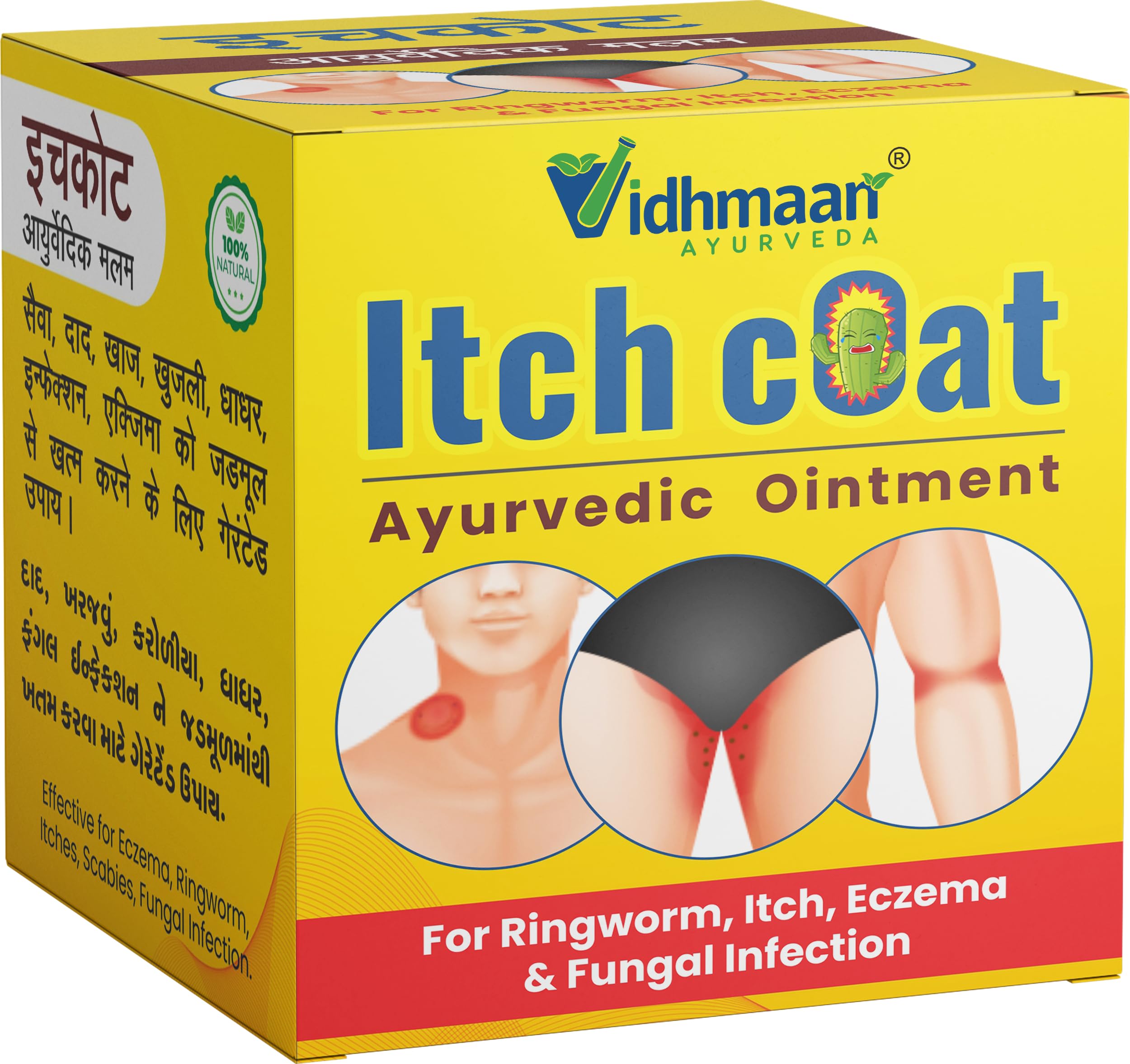 Vidhmaan Ayurveda Itch Coat Ayurvedic Ointment for Itch and Fungal Infection, 100% Natural cream
