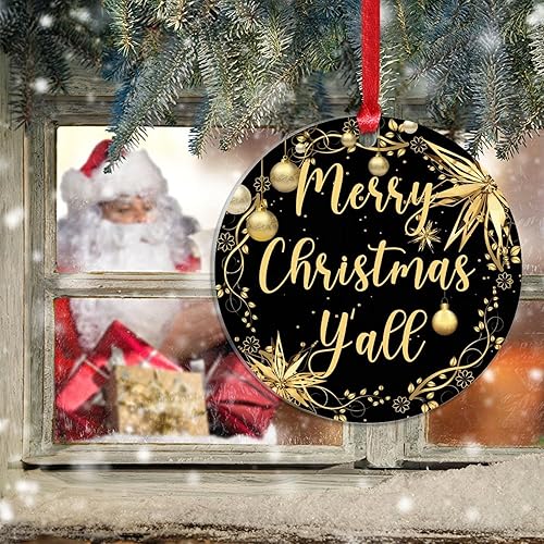 Miniatura 70 de Christmas Ornament Merry Christmas Y'all Christmas Tree Decorations Gold Snowflake Ball Wreath Novelty Acrylic Ornaments Xmas Gift Home Xmas Tree