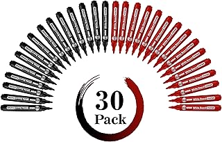 Pack of 30 White Board Markers - 15 x Black and 15 x Red - White Board Marker Pens Low Odour Bullet Tip 2mm Dry Wipe Pen | For Whiteboards, Flipcharts, Magnetic, Memo Boards | Office Home and School