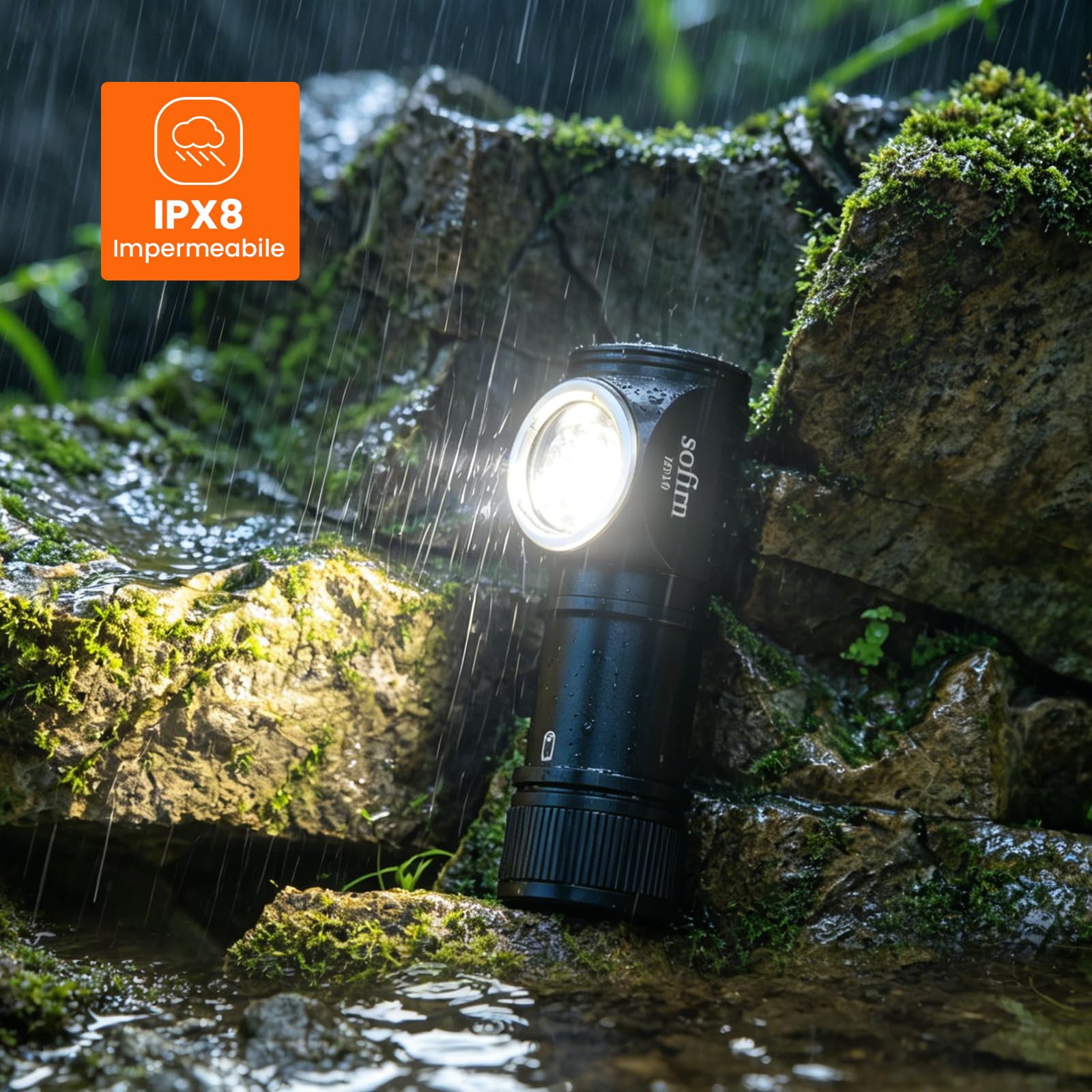 Sofirn HS10 Mini Torcia Frontale 1100 Lumen, Lampada Frontale LED Ricaricabile Tramite con 8 Modalità, Torcia LED Luce Frontale 5000K Alta 90CRI per Campeggio,Pesca,Jogging