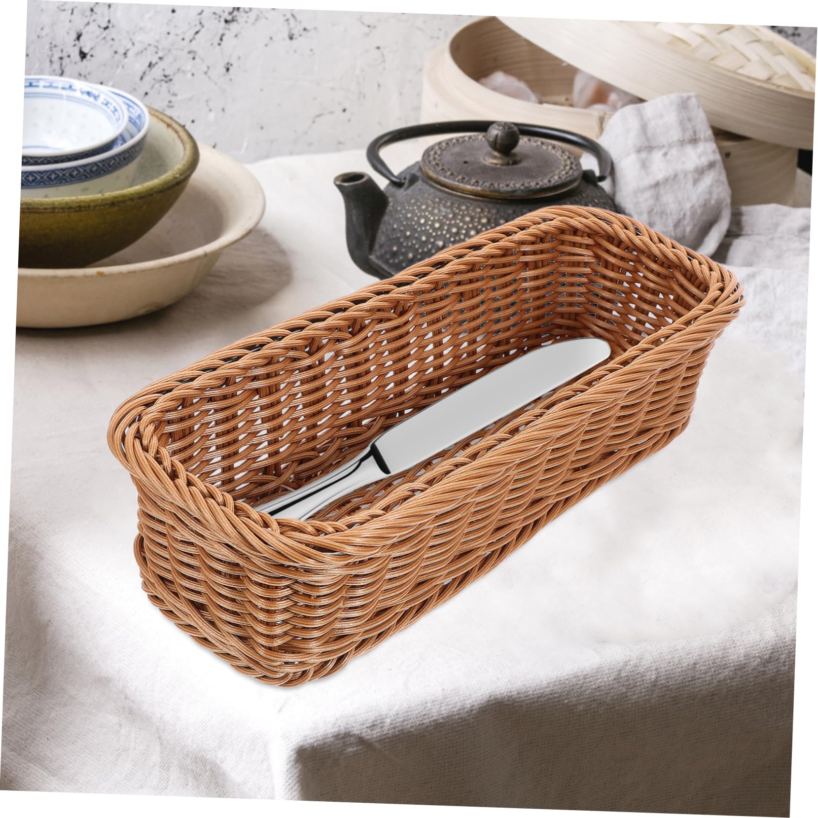 Cabilock 2x Weiden-Besteckkorb Aus Rattan – Rechteckiger Utensilienhalter Für Küche & Esstisch
