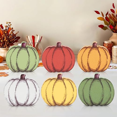 COCHIE Wooden Fall Pumpkins Decorations for Home Office Indoor, Farmhouse