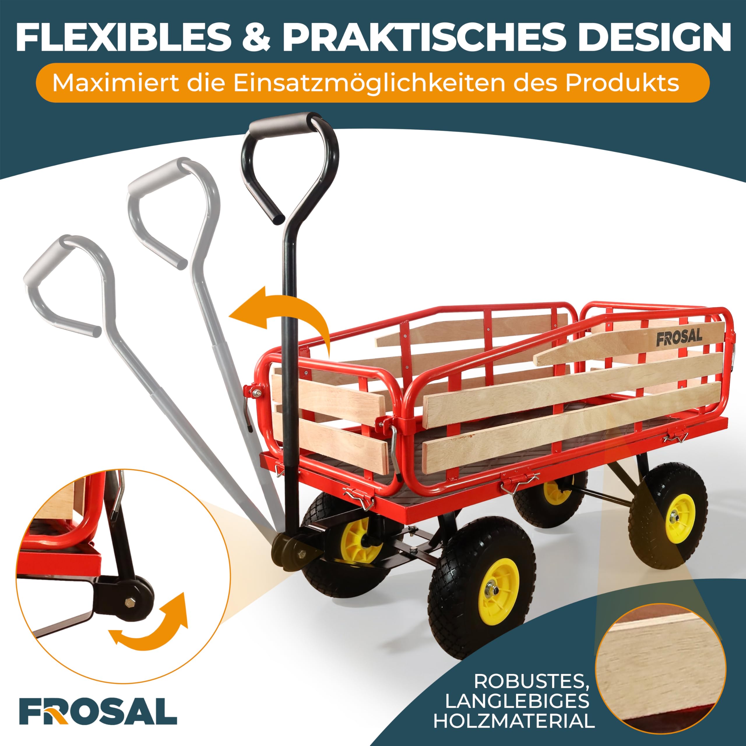 FROSAL Handwagen Transportwagen Gartenwagen Bollerwagen Sven