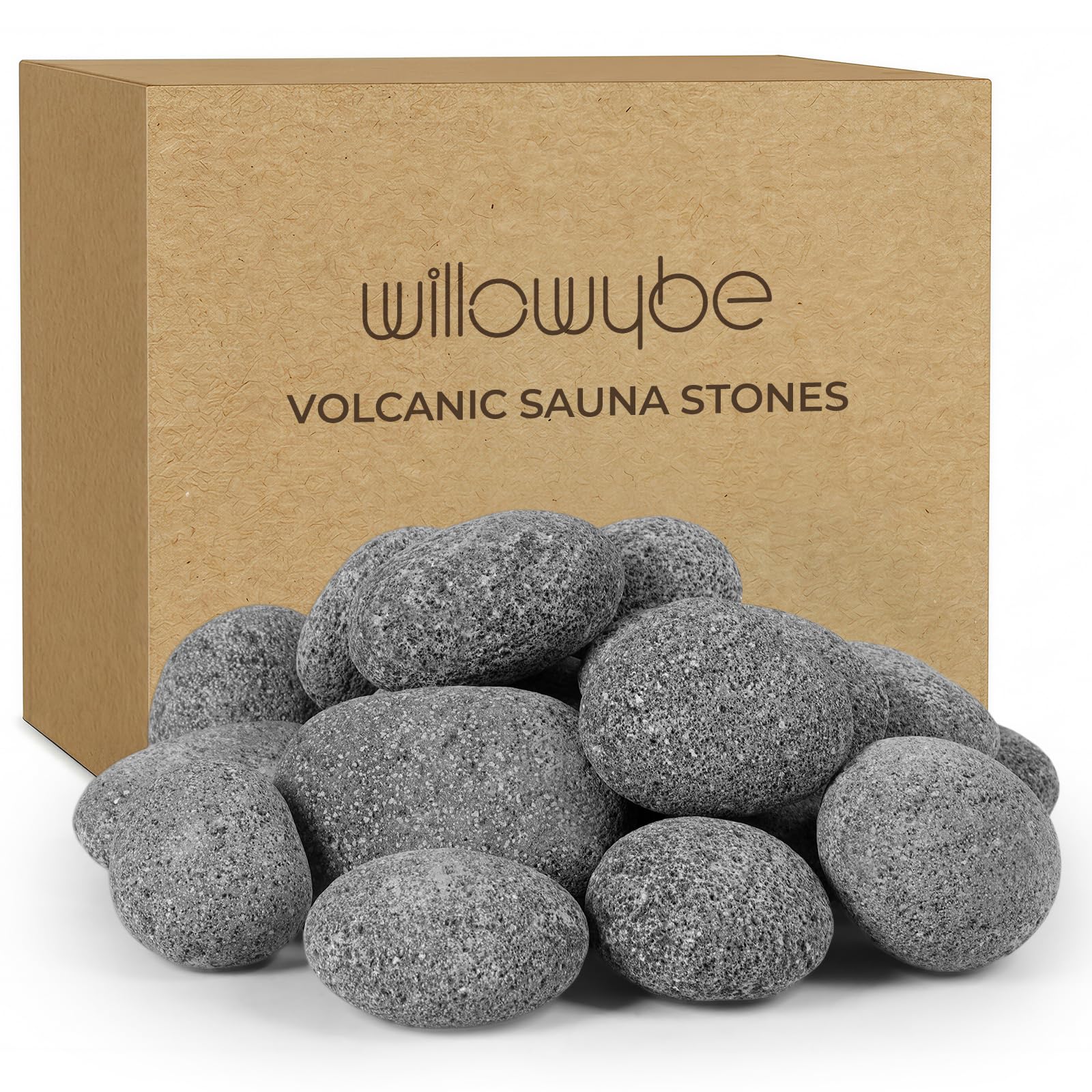 WILLOWYBE Piedra de sauna volcánica, 16 kg, rocas de lava redondeadas para calentadores de sauna eléctricos y de leña, rocas de sauna porosas para vapor suave, color gris natural, accesorio de sauna