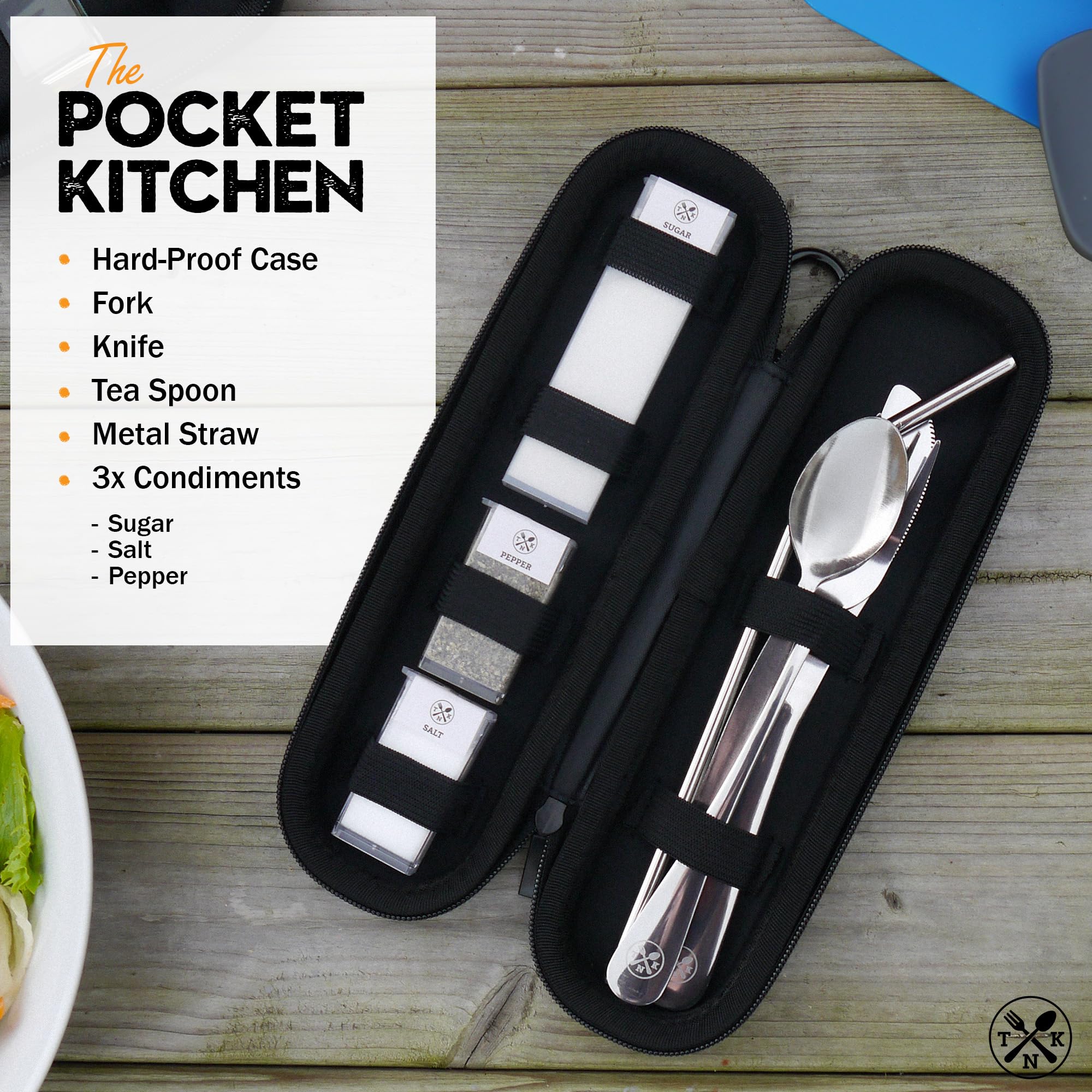 The Nomads Kitchen Portable Cutlery Set including Case, Black - Image 2