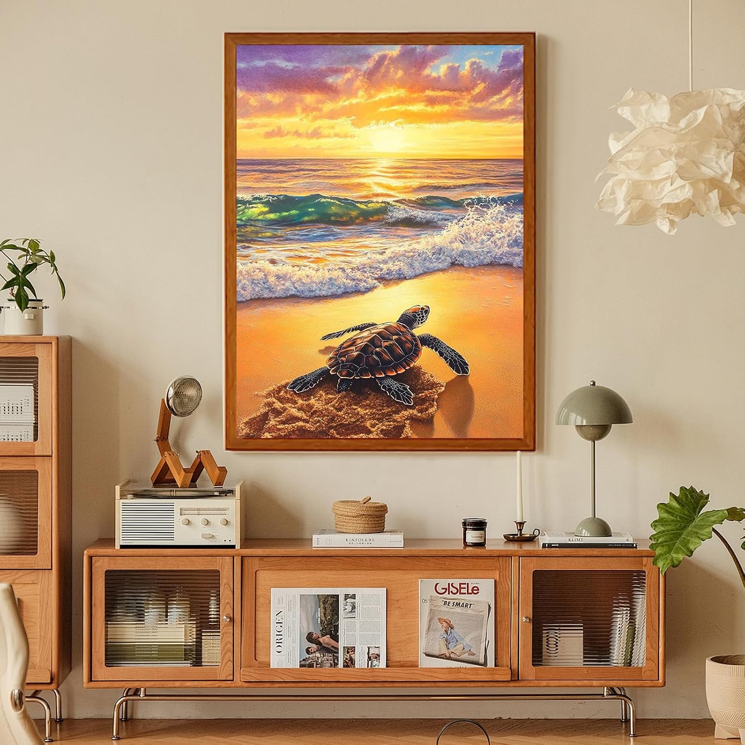 Sea Turtle Diamond Art Kits for Adults, Beach Diamond Painting Kit for Adults Beginners, 5D DIY Diamond Painting with Round Gem Art Kits for Home Wall Decor 12x16 Inch