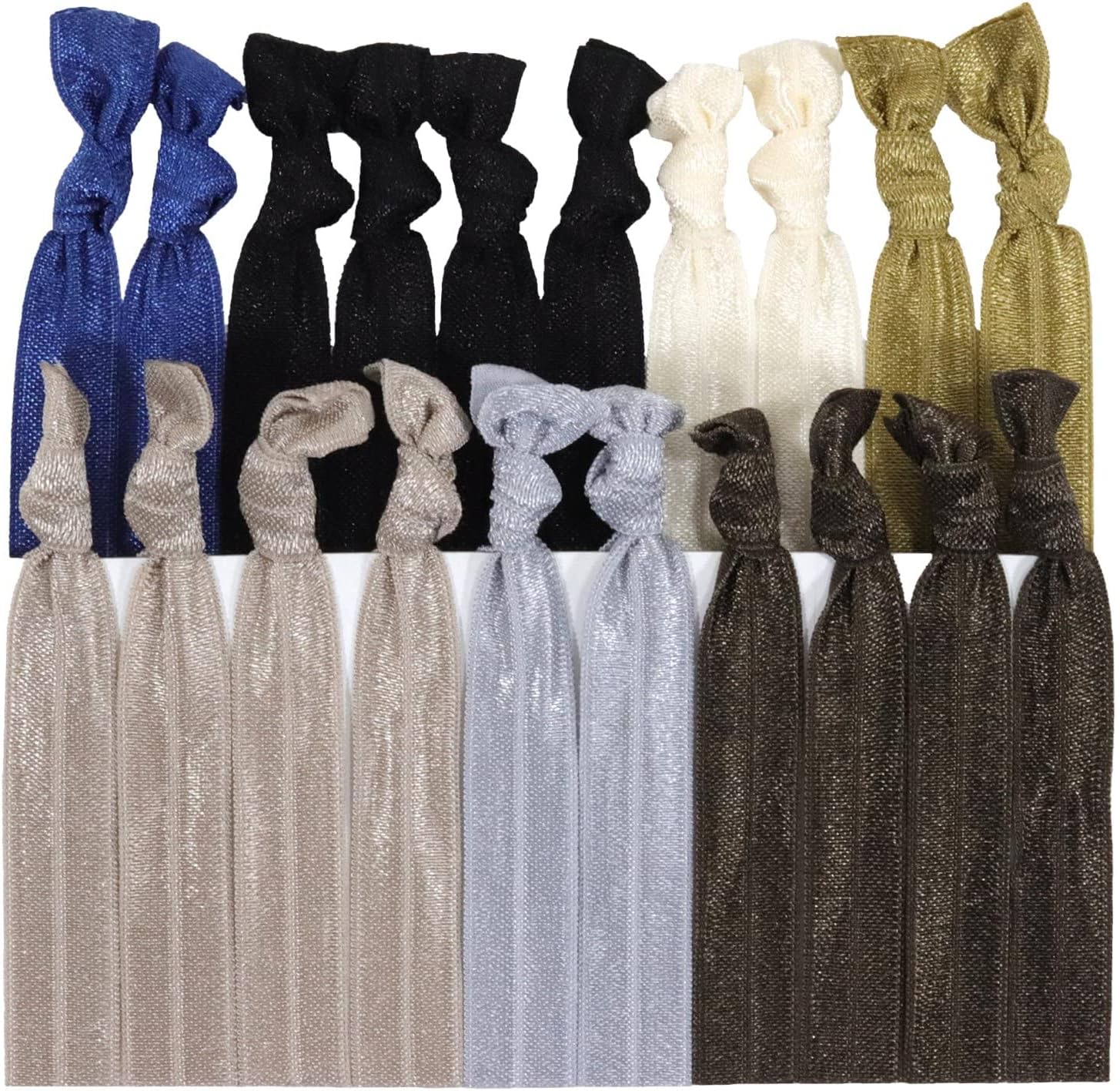 Kenz LaurenzNeutral Tones Hair Ties No Crease Ponytail Holders (Available in Lots of Pack Quantities) - Ouchless Elastic Styling Accessories Ribbon Bands - (50 Pack)