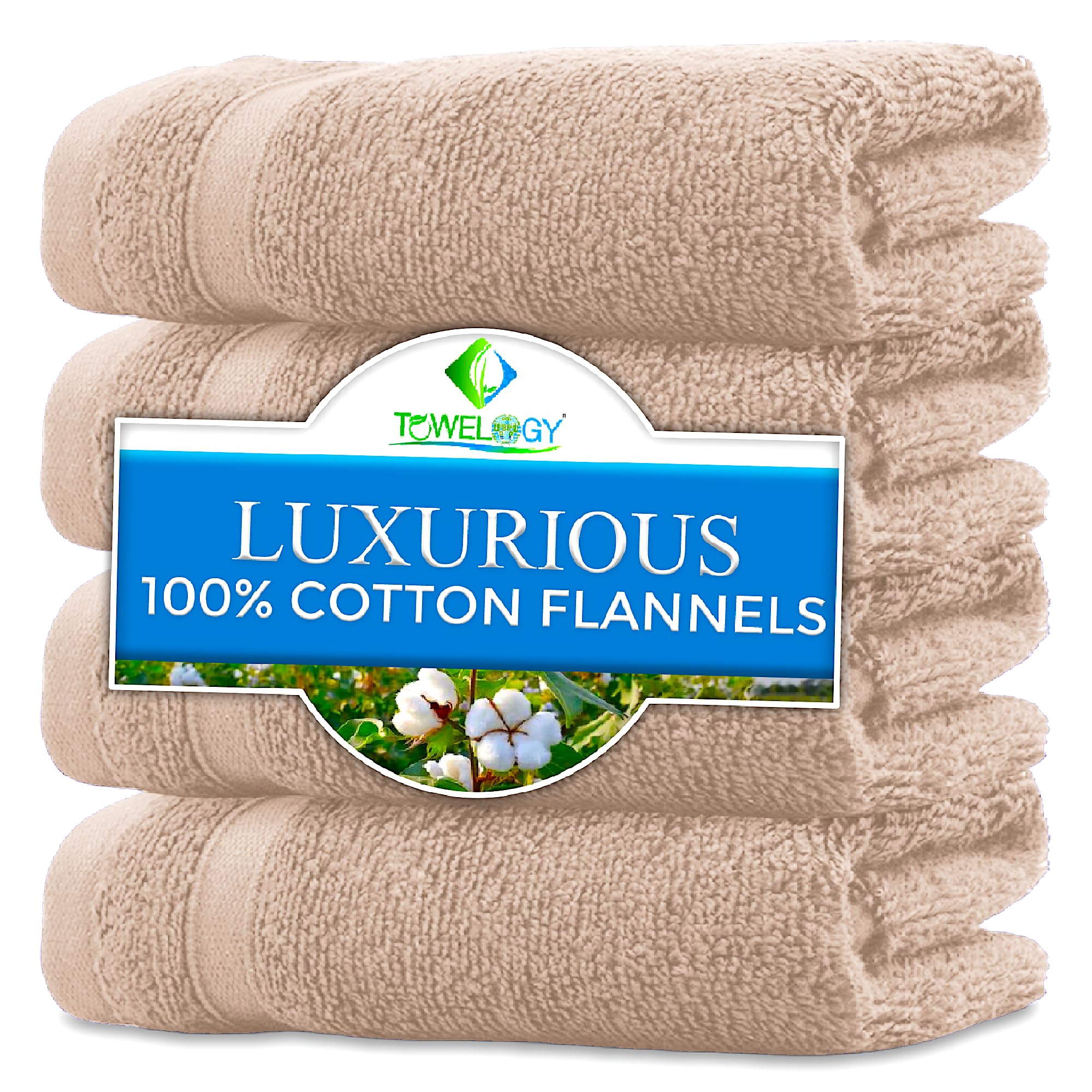 Towelogy® Ultra Soft Face Cloths 100% Cotton Flannel Face Cloth