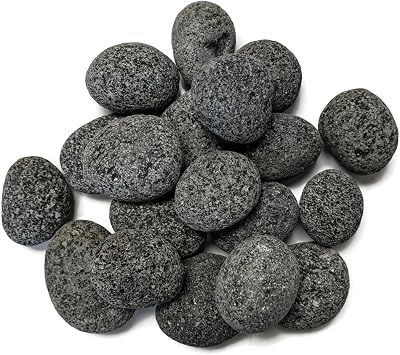 Midwest Hearth Natural Tumbled Lava Stones for Gas Fire Pit and Fireplace | Medium 1"2" | Smooth Round Volcanic Rock | 10 Lbs