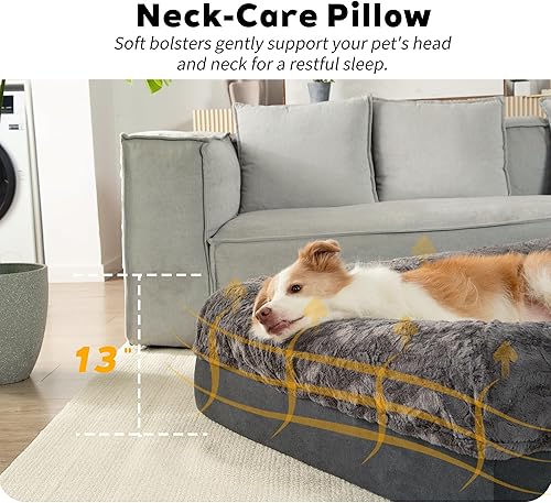 Miniatura 3 de Cama para perros de espuma viscoelástica XL para perros de tamaño XL, sofá ortopédico extragrande con lados y forro impermeable, sofá cama lavable