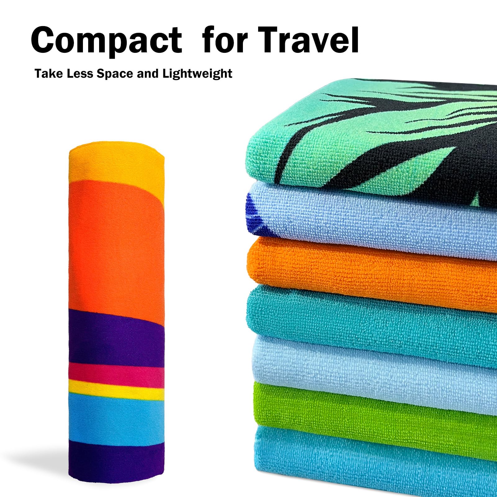 Cabanana Microfiber Beach Towel - Oversized 70x40 Inches, Quick Dry, Lightweight, Sand Resistant, Coconut Tree Print