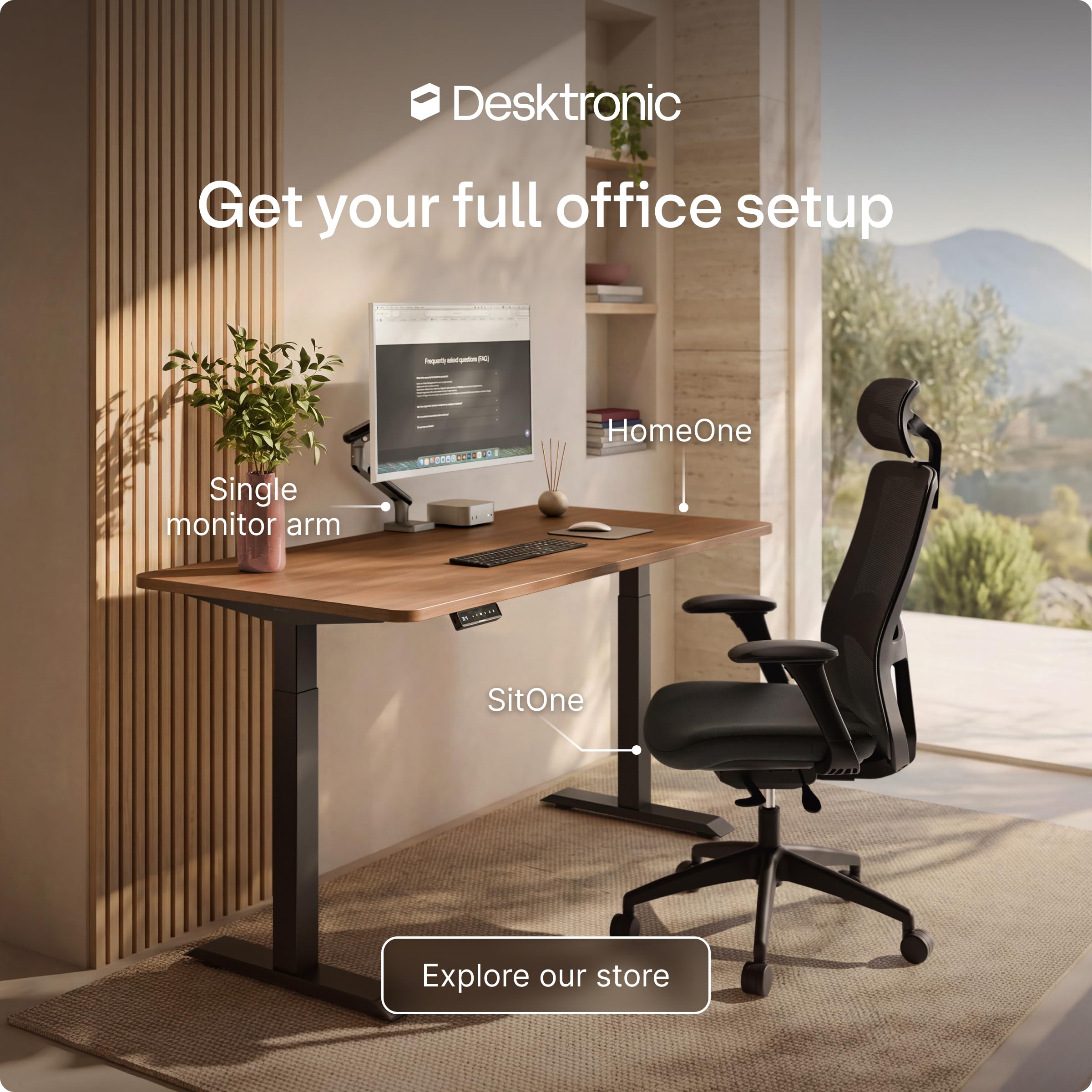 Black 60x28 in Electric Standing Desk, 1 Inch Thick Tabletop | Double Beam Frame, Holds 220lbs, Sit Stand, 3 Memory Height Adjustment, Extra Deep Table Top, Black Frame product image 13