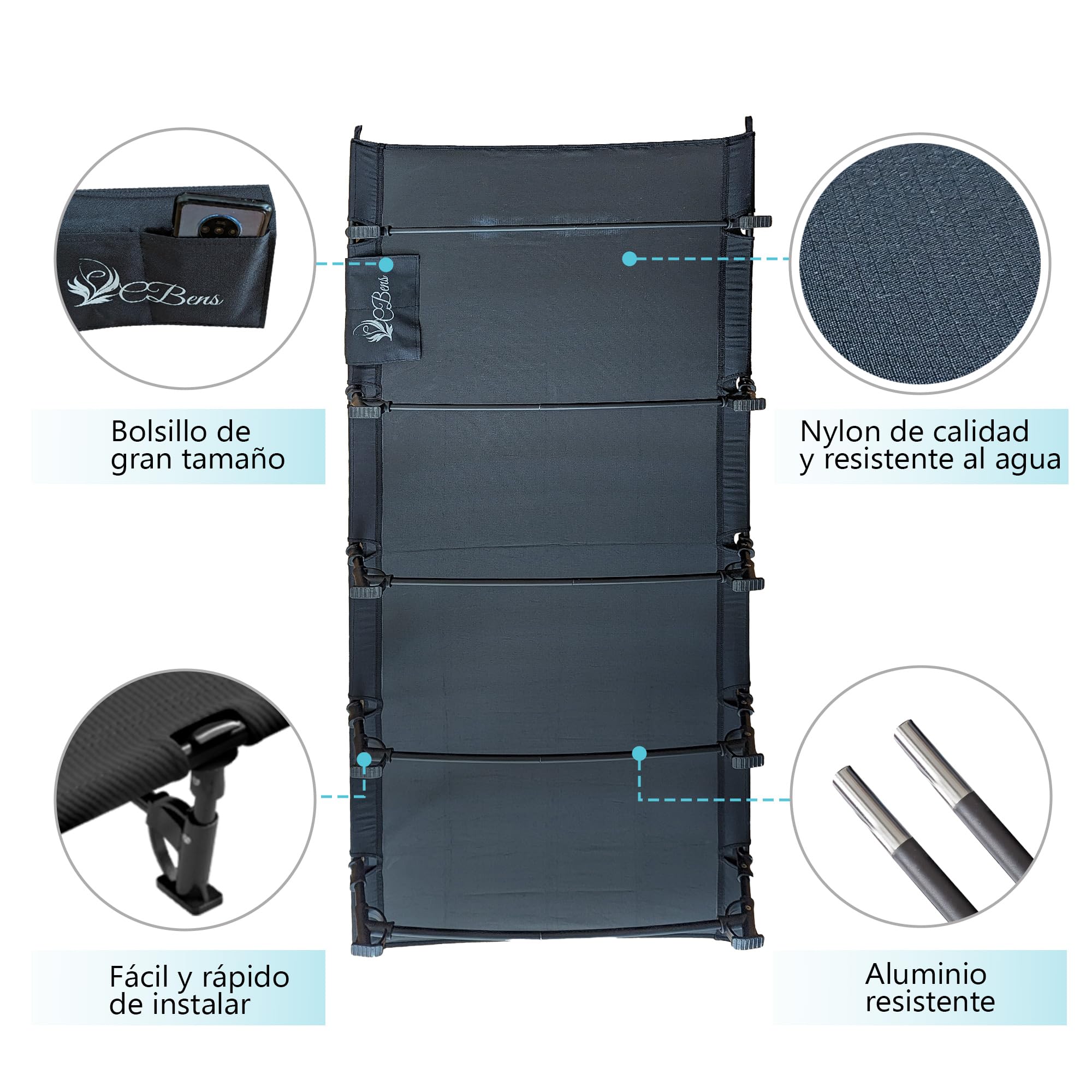 Cama Plegable Camping Ultraligera Portable - Tumbonas jardín Exterior - Hamaca Plegable Playa - Tumbona Plegable terraza - Tumbona Playa portátil