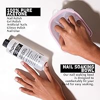 Vista 4 de Pronto Kit de removedor de esmalte de uñas de gel – 8 onzas de acetona pura 100 por ciento, lima de uñas, cuenco de remojo de esmalte de uñas