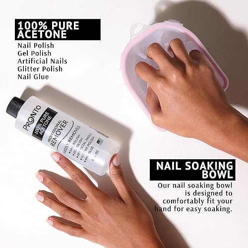 Miniatura 33 de Pronto - Acetona 100 % pura, removedor de esmalte de uñas rápido y profesional, para uñas naturales, gel, acrílicas, esculpidas (8 onzas líquidas)